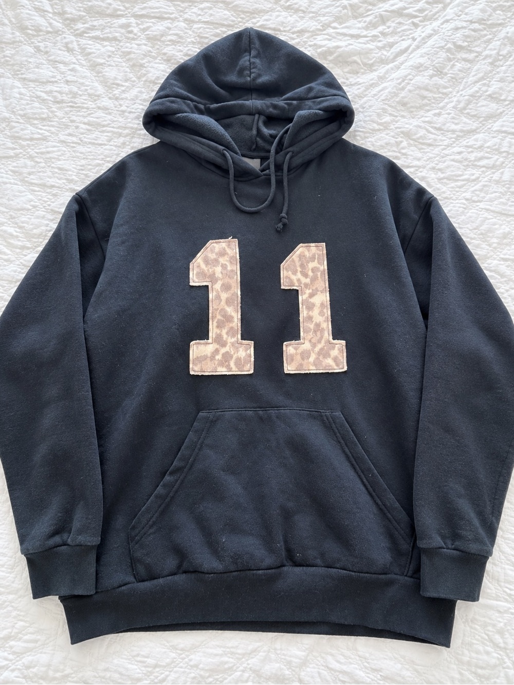 PacSun Black Hoodie with Leopard '11' Patch